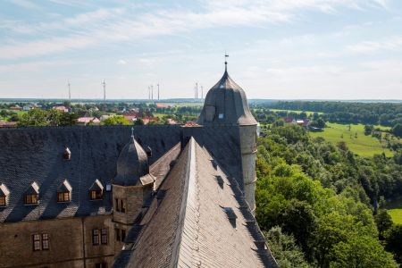 Blick vom Nordturm auf das spätsommerliche Land.